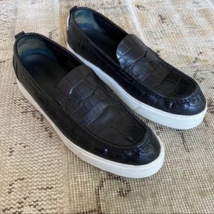 LOUIS VUITTON Embossed Leather Black Sneakers